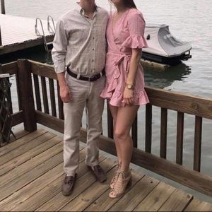 Peach stripped tie dress